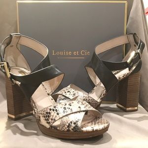 Dark brown & snakeprint Louis et Cie sandal-Size 9